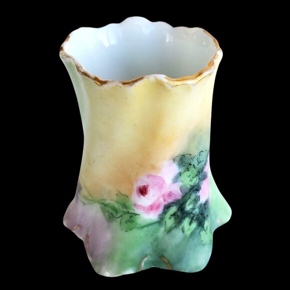 Antique Porcelain Hand Painted Roses Toothpick Match Holder Versailles - Picture 3 of 14